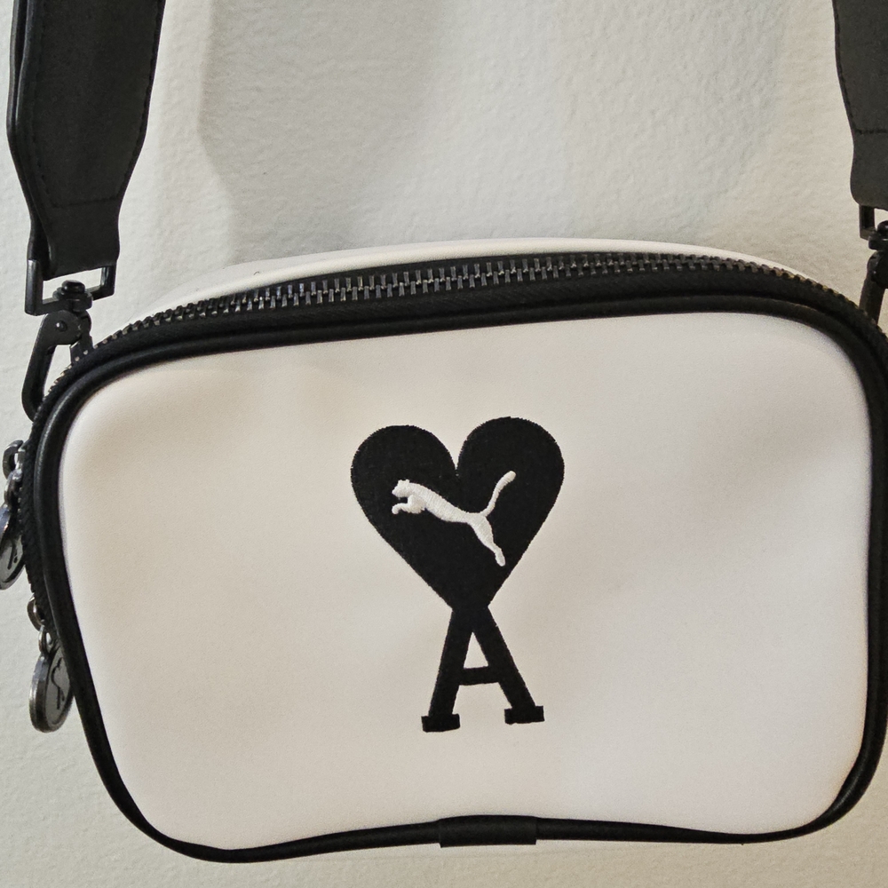 Ami _PUMA Black and White Heart Crossbody Bag